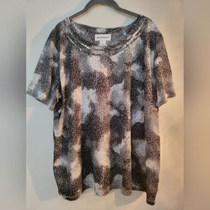Alfred Dunner, Black/White/Gray Print Top, Size XL